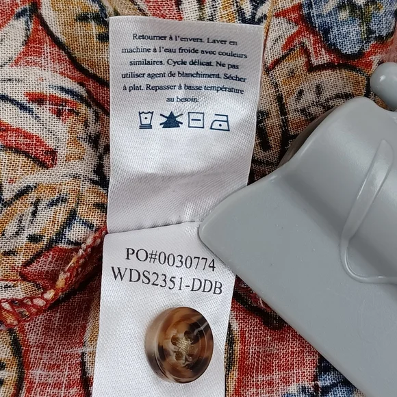 Faherty Carmel Print Linen Blend Midi Dress Size XS Tie Waist Floral Boho Pocket - Picture 12 of 15